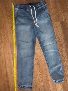 Women’s Blue Denim Jeggings Jogger with Drawstring Waist